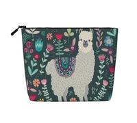 FZGGWYHL Flower Alpaca Printed Fake Hemp Makeup Bag Daily Storage Bag