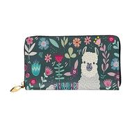 FZGGWYHL Flower Alpaca Printed Leather Wallet Portable Travel Organiser Neutral Clutch Bag