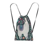 FZGGWYHL Flower Alpaca printed Storage bag with a drawstring backpack sports bag