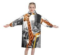 FZGGWYHL giraffe in new york printed Kids Blanket Hoodie Wearable Blanket