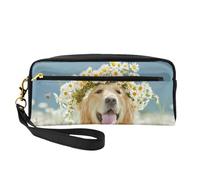 FZGGWYHL Golden Retriever Dog Printed Pencil Case Small Makeup Bag Portable Storage Bag