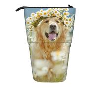 FZGGWYHL Golden Retriever Dog Printed Pencil Telescopic Standing Expandable Pencil case