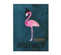 FZGGWYHL Halloween Flamingo Witch Hat printed Flannel Blanket throw blanket