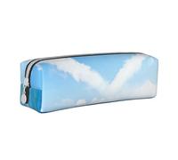 FZGGWYHL Heart Shape Romantic Beach printed Leather Pen case portable stationery bag storage Pencil Pouch