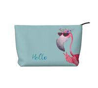 FZGGWYHL Hello Glasses Flamingo Printed Corduroy Makeup Bag Daily Storage Bag