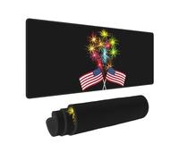 FZGGWYHL Independence Day America Flag Fireworks Printed Mouse Pad 11.8x31.5 In Keyboard Mat Desktop Pad
