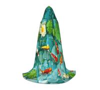 FZGGWYHL Japanese Carp printed Adult Long Cape Halloween Hooded Cape Party Decoration Robe