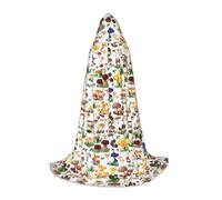 FZGGWYHL Japanese Painting mushroom printed Adult Long Cape Halloween Hooded Cape Party Decoration Robe