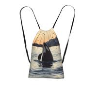 FZGGWYHL Killer Whale printed Storage bag with a drawstring backpack sports bag