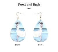 FZGGWYHL Lady On A Windy Beach printed Drop-shaped Acrylic Earrings Teardrop Dangle Earring