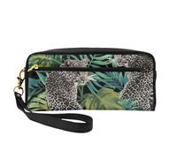 FZGGWYHL Leopard Palm Leaf Printed Pencil Case Small Makeup Bag Portable Storage Bag