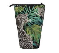 FZGGWYHL Leopard Palm Leaf Printed Pencil Telescopic Standing Expandable Pencil case