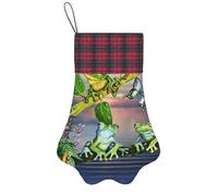 FZGGWYHL Many Frogs Sing on The Branches Summer Butterflies Lake Water printed christmas pet pow socking Christmas Tree Decoration