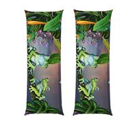 FZGGWYHL Many Frogs Sing on The Branches Summer Butterflies Lake Water printed Long Body Pillowcase 20x60in Decorative pillow cover