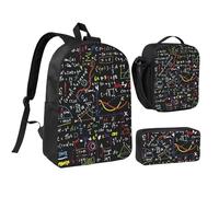 FZGGWYHL Math Formula Printed Backpack Three-Piece Set - Backpack, Pencil case,Lunch Bag