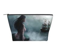 FZGGWYHL Mermaid Lady and Sailing on Sea Pirate Ship Printed Daily Storage Bag Travel Toiletry Bag Cosmetic Bag