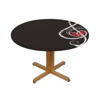 FZGGWYHL Music Symbols Love printed Oxford fabric round tablecloth washable reusable table cover