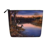 FZGGWYHL Nature Wild Animal Deers Printed Fake Hemp Makeup Bag Daily Storage Bag