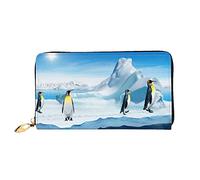 FZGGWYHL Penguins On The Iceberg Printed Leather Wallet Portable Travel Organiser Neutral Clutch Bag