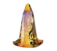 FZGGWYHL Piano Violin Music Notes printed Adult Long Cape Halloween Hooded Cape Party Decoration Robe