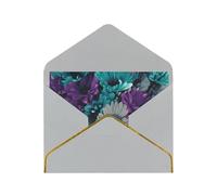 FZGGWYHL purple and teal flowers printed greeting card with envelope Decorative greeting card