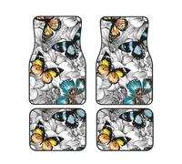 FZGGWYHL Purple Butterflies Floral printed Car Floor Mats 4-Piece Set Universal Car Floor Mats