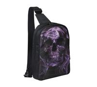 FZGGWYHL Purple Skull printed Chest Bag Dual Pocket diagonally Crossbody Bag