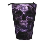 FZGGWYHL Purple Skull Printed Pencil Telescopic Portable Stationery Pouch Storage Bag