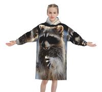 FZGGWYHL raccoon printed Kids Blanket Hoodie Wearable Blanket