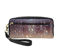 FZGGWYHL Rain Drops on Glass Printed Pencil Case Small Makeup Bag Portable Storage Bag