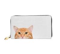 FZGGWYHL Reading Newspaper Kitten Printed Leather Wallet Portable Travel Organiser Neutral Clutch Bag