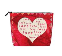 FZGGWYHL Red Hearts Love Printed Fake Hemp Makeup Bag Daily Storage Bag