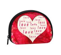FZGGWYHL Red Hearts Love Printed Shell Storage Bag Mini Storage Pouch Coin Purse