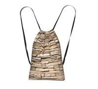 FZGGWYHL Rustic Rocks Brick Wall printed Storage bag with a drawstring backpack sports bag