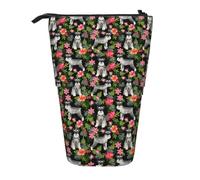 FZGGWYHL Schnauzer Printed Pencil Telescopic Portable Stationery Pouch Storage Bag