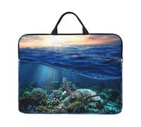 FZGGWYHL Sea Turtle Floating Up and Over Coral printed 14in Laptop Case Laptop Bag Portable Computer Handbag