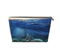 FZGGWYHL Sea Turtle Floating Up and Over Coral printed Leather Travel Toiletry Bag Zip Cosmetic Bag Travel Organiser
