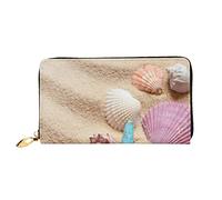 FZGGWYHL Shells on The Beach Printed Leather Wallet Portable Travel Organiser Neutral Clutch Bag