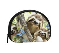 FZGGWYHL Sloth Family Printed Shell Storage Bag Mini Storage Pouch Coin Purse