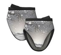 FZGGWYHL Snowflake Pine Tree printed Mini Silicone Oven Mitts Heat-resistant oven gloves