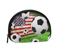 FZGGWYHL Soccer USA American Flag Printed Shell Storage Bag Mini Storage Pouch Coin Purse