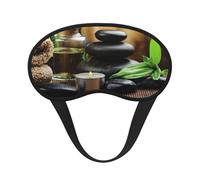FZGGWYHL Stones and Spa Oil on The Wood Near a Pond Printed Blackout Sleep Mask Aid Eye Mask Travelling Sleep Eye Mask