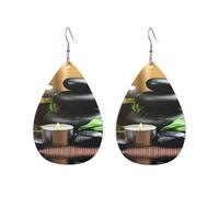 FZGGWYHL Stones and Spa Oil on The Wood Near a Pond printed Drop-shaped Acrylic Earrings Teardrop Dangle Earring