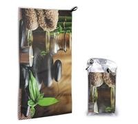 FZGGWYHL Stones and Spa Oil on The Wood Near a Pond printed Quick dry towel 16x31.5in hand Towel