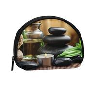 FZGGWYHL Stones and Spa Oil on The Wood Near a Pond Printed Shell Storage Bag Mini Storage Pouch Coin Purse
