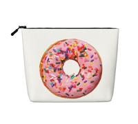 FZGGWYHL Strawberry Donut Printed Fake Hemp Makeup Bag Daily Storage Bag
