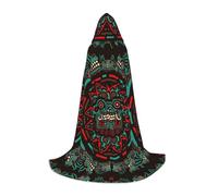 FZGGWYHL Sugar and Skulls Day of the Dead Dragon Totem printed Adult Long Cape Halloween Hooded Cape Party Decoration Robe