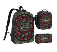 FZGGWYHL Sugar and Skulls Day of The Dead Dragon Totem Printed Backpack Three-Piece Set - Backpack, Pencil case,Lunch Bag