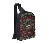FZGGWYHL Sugar and Skulls Day of the Dead Dragon Totem printed Chest Bag Dual Pocket diagonally Crossbody Bag