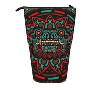 FZGGWYHL Sugar and Skulls Day of The Dead Dragon Totem Printed Pencil Telescopic Standing Expandable Pencil case